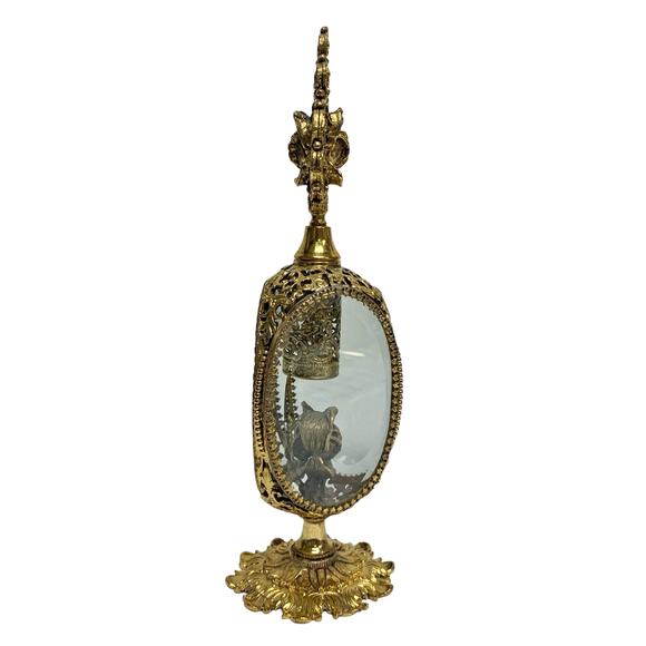 Vintage Stylebuilt NY Gold Ormolu Filigree Ornate Rose Perfume Bottle - Picture 8 of 13